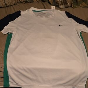 Lacoste White Tee with Green and Navy Details